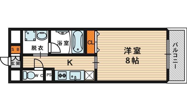 プリムール(1K/4階)の間取り写真