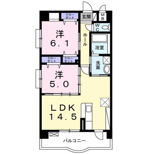 ヴィラ・アリーエ III(2LDK/3階)の間取り写真