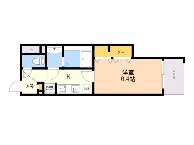 AP L-TAGE西新(1K/9階)の間取り写真