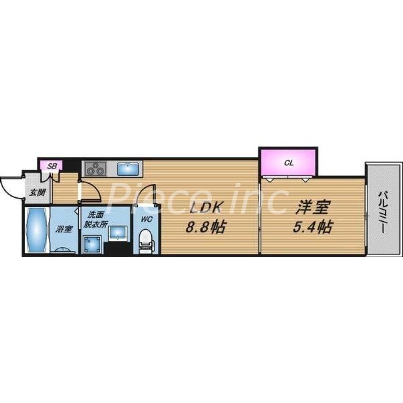クリエオーレ中茶屋(1LDK/2階)の間取り写真