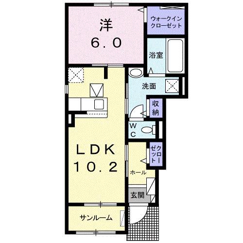 ポラリスIX(1LDK/1階)の間取り写真