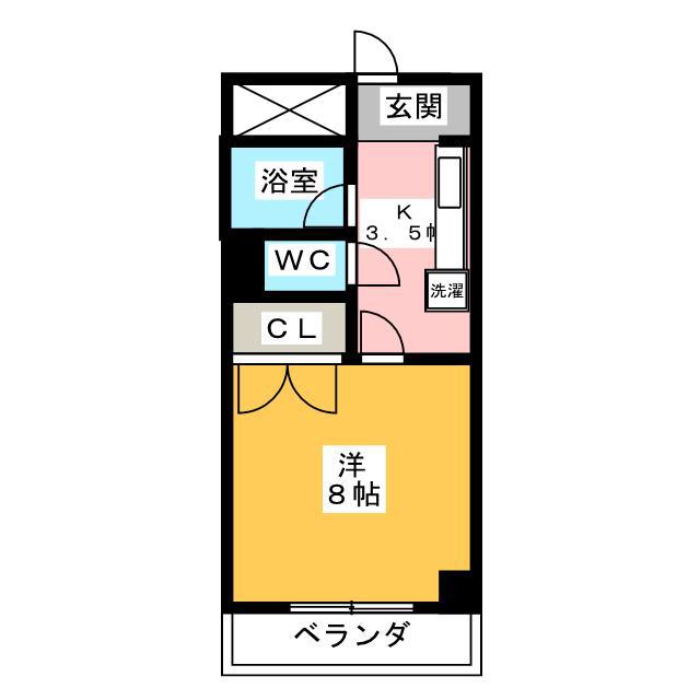 カームハイツ(1K/2階)の間取り写真