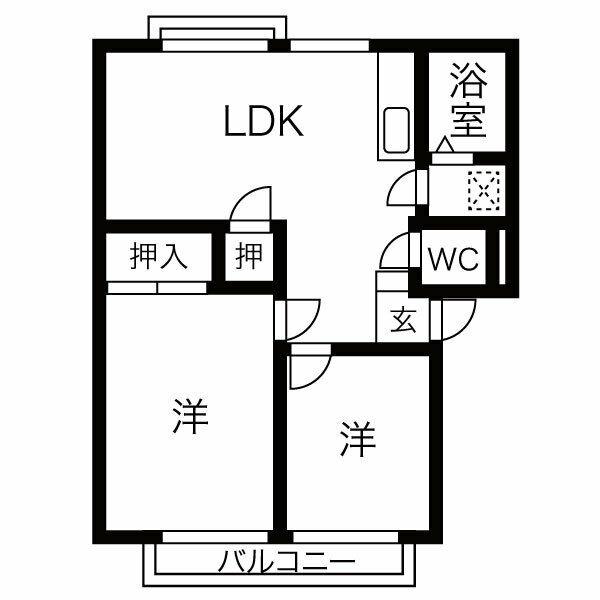 ドリームフォレスト楽田(2LDK/2階)の間取り写真