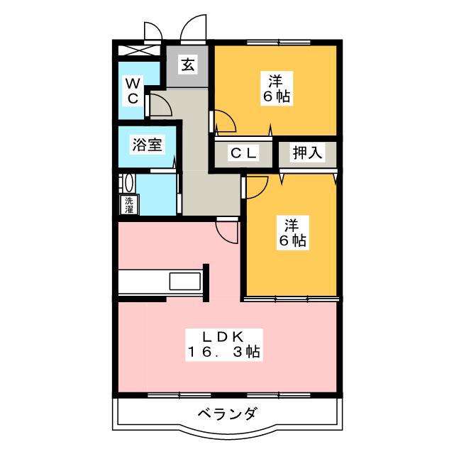 ハートフルマンションカンパーニュ(2LDK/1階)の間取り写真