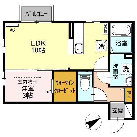 グランディール笹崎(1LDK/2階)の間取り写真