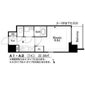 エスリード大阪城南グランデュクス(1K/8階)の間取り写真