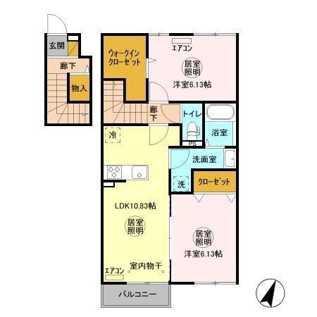 ティールーム湊 I(2LDK/2階)の間取り写真