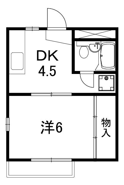 ベアーハイツ(1DK/1階)の間取り写真