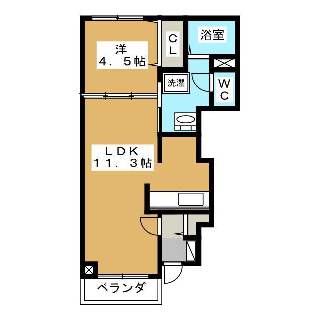 プラシード平和B(1LDK/1階)の間取り写真