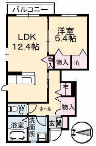 メゾン・ジュイエ B棟(1LDK/1階)の間取り写真