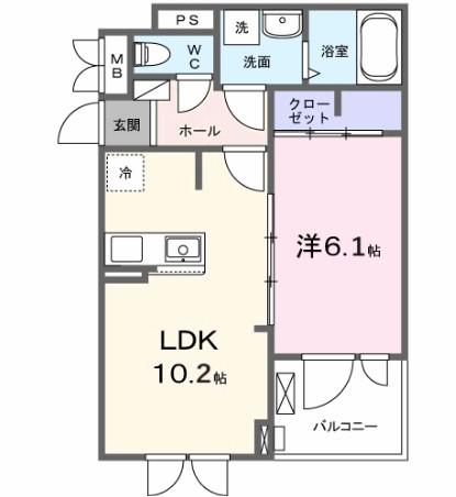 VILLA PRUMIE(1LDK/3階)の間取り写真
