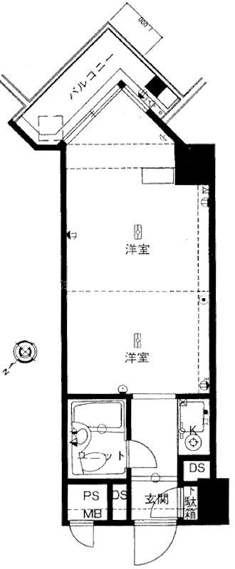 九段フラワーホーム(1K/2階)の間取り写真