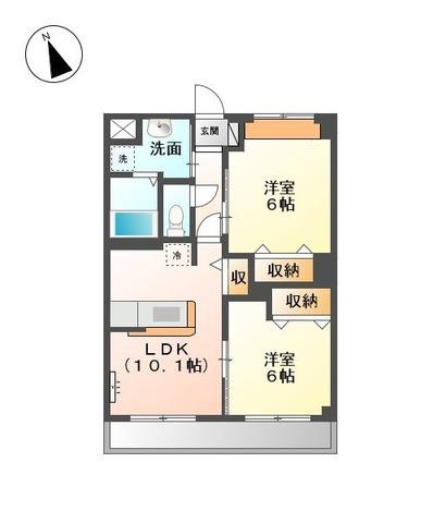 ハーモニー(2LDK/2階)の間取り写真