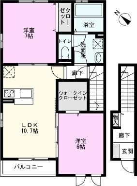 メゾンフォーレ(2LDK/2階)の間取り写真
