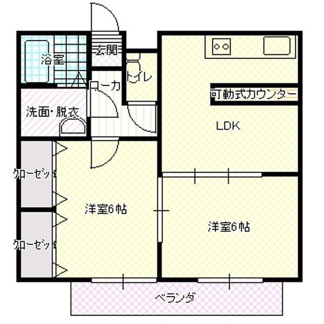 コージーコートA棟(1LDK/2階)の間取り写真