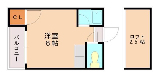 ドリームコーポ(ワンルーム/2階)の間取り写真