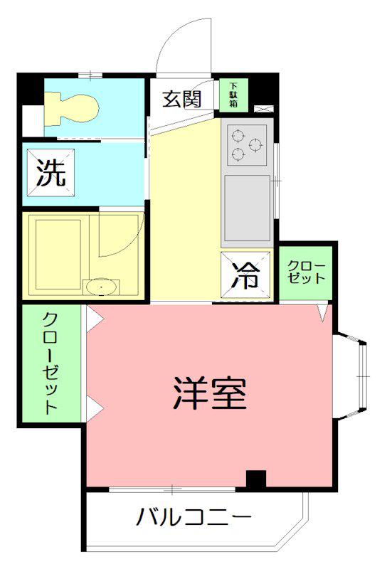 エクセルKMT(1K/1階)の間取り写真