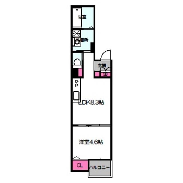 LUXE森小路(1LDK/2階)の間取り写真