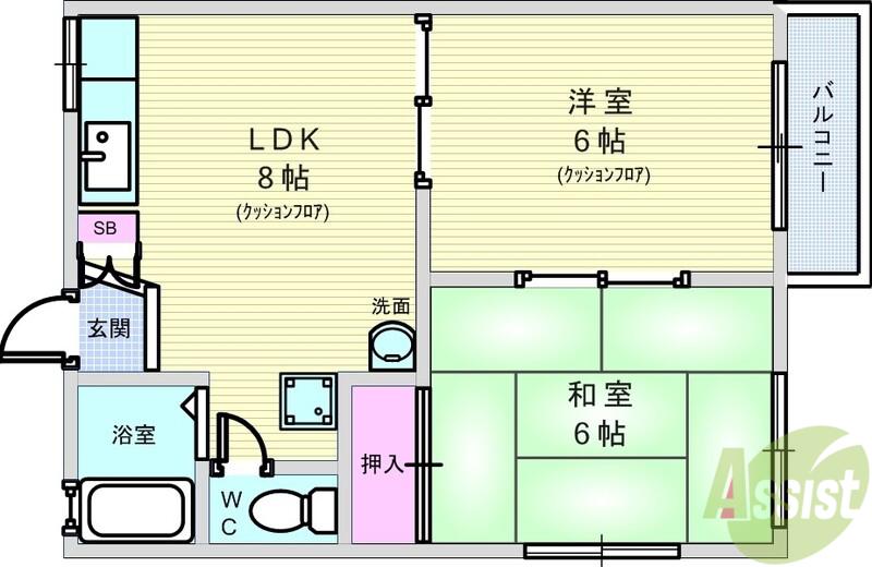 ラフォーレ1(2LDK/1階)の間取り写真