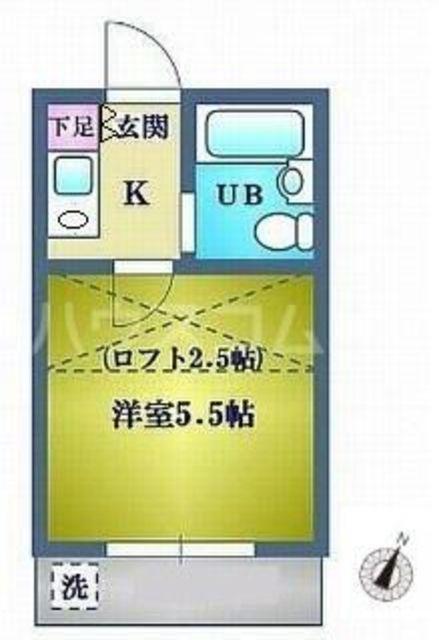 グリーンコーポ鷺ノ宮(1K/1階)の間取り写真