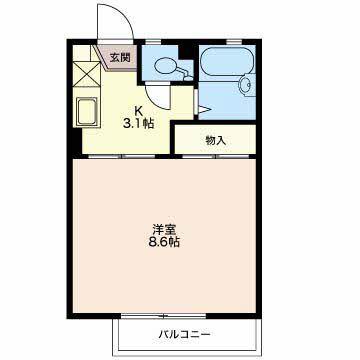 ディアス犀北A棟(1K/1階)の間取り写真