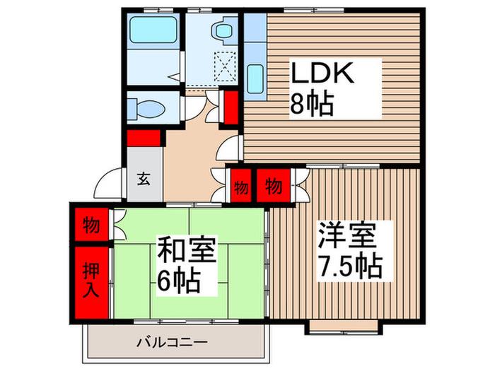 グリーンゲイブルスC(2LDK/2階)の間取り写真