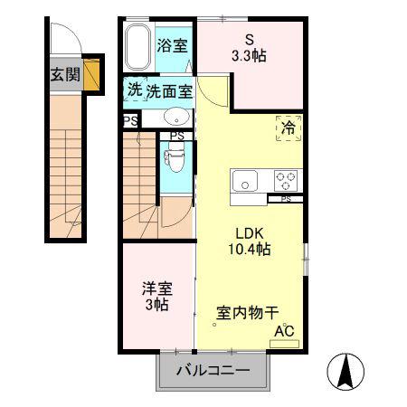 東武伊勢崎線 館林駅 徒歩18分 2階建 築8年(1LDK/2階)の間取り写真