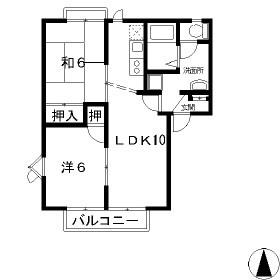 フレグランスアップルC(2LDK/1階)の間取り写真
