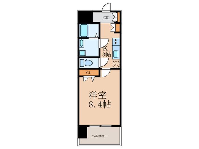 ソレアード苅田II(1K/2階)の間取り写真