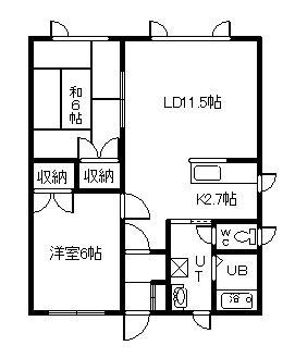 三井ハイツ(2LDK/2階)の間取り写真