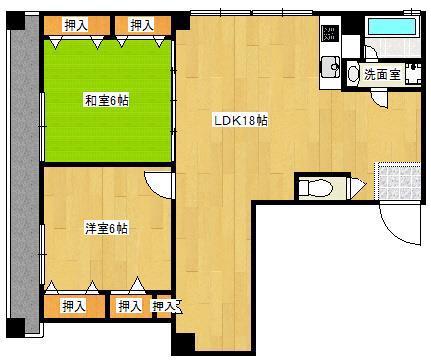 ハウス泉崎(2LDK/6階)の間取り写真