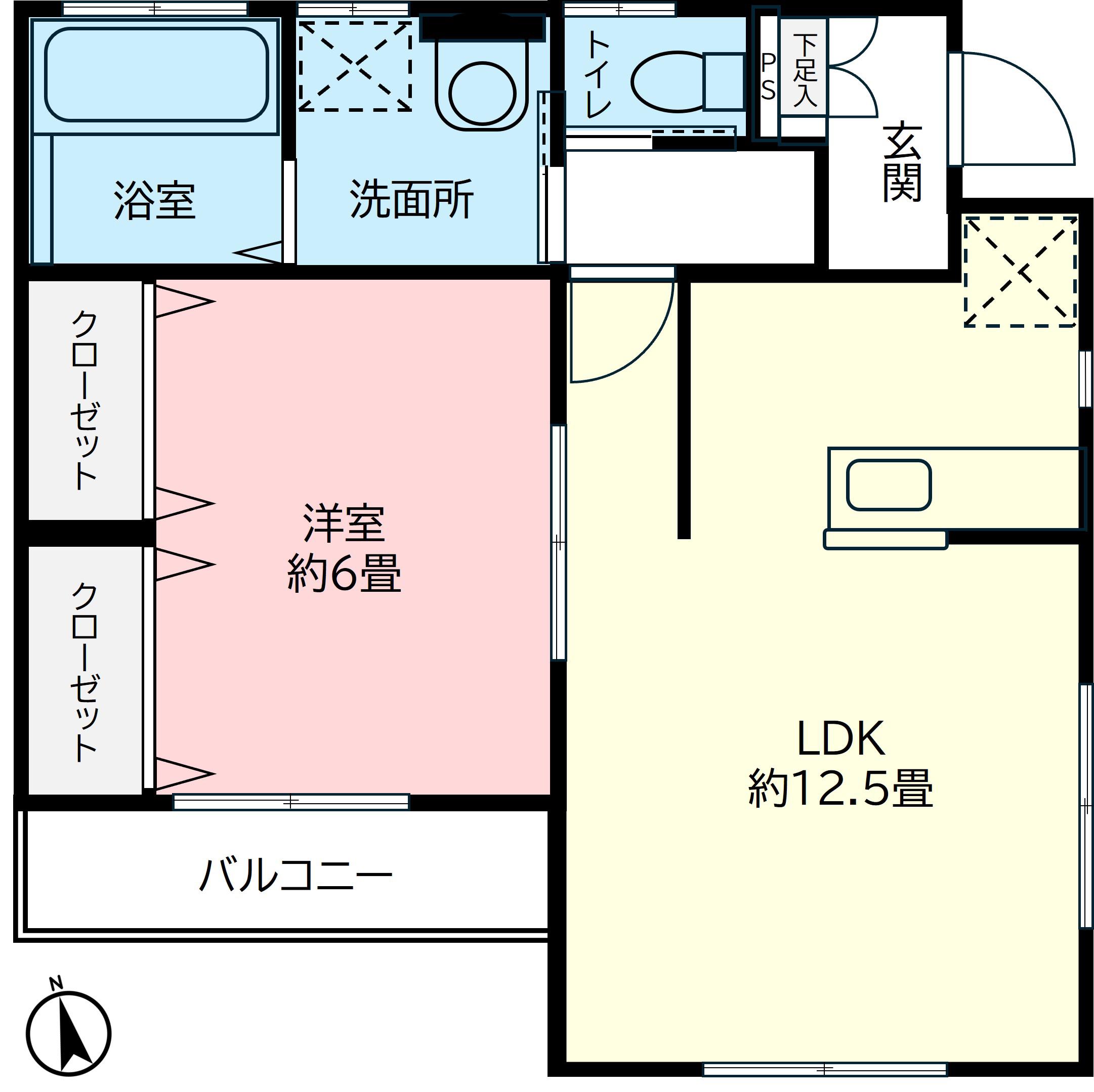 アバンティ瀬尾(1LDK/1階)の間取り写真