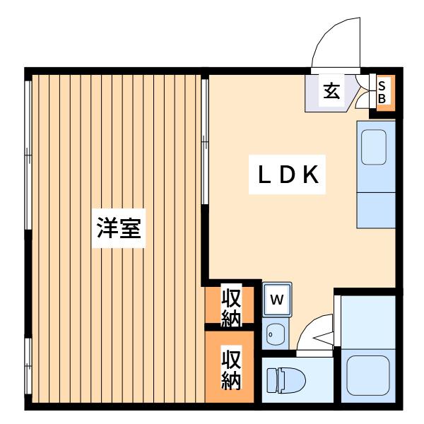ハイツジョーB(1LDK/1階)の間取り写真