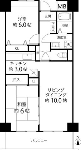 TS GARDEN東尾久(2LDK/10階)の間取り写真