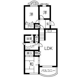 ヴィラ若葉台(3LDK/2階)の間取り写真