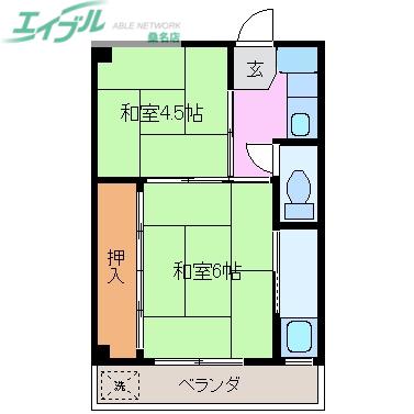 ネオステージ大仲新田II(2K/3階)の間取り写真