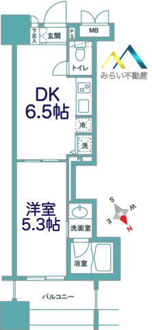 パークフラッツ横濱公園(1DK/3階)の間取り写真