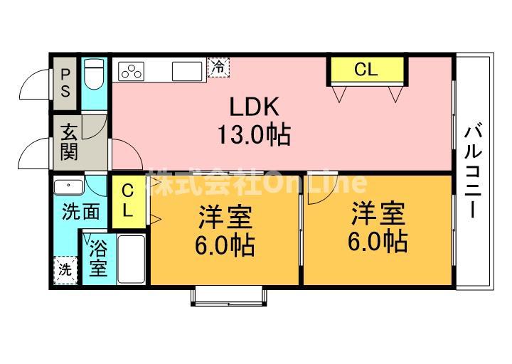北本町プラザI(2LDK/4階)の間取り写真