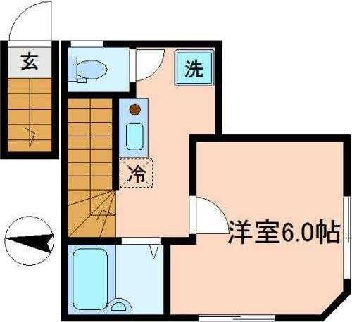 レジデンス下北沢(1K/2階)の間取り写真