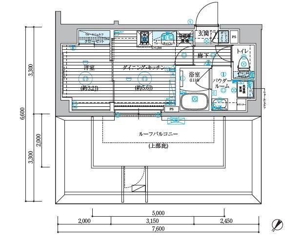 ブライズ川崎本町(1DK/8階)の間取り写真