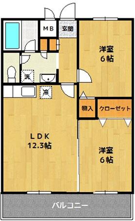 ロイヤルマンション北柏(2LDK/1階)の間取り写真