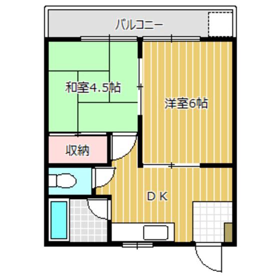 日出町中田ビル(2DK/3階)の間取り写真