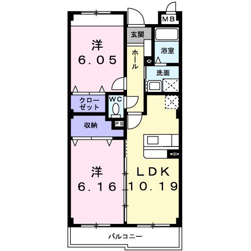 メゾンS-III(2LDK/1階)の間取り写真