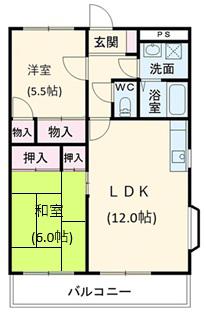 グランドール浦和 II(2LDK/2階)の間取り写真