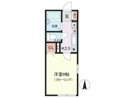 ユアーズ(1K/1階)の間取り写真