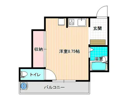 ウエストシャトー1(ワンルーム/2階)の間取り写真