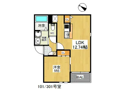 REGALEST平尾(1LDK/1階)の間取り写真