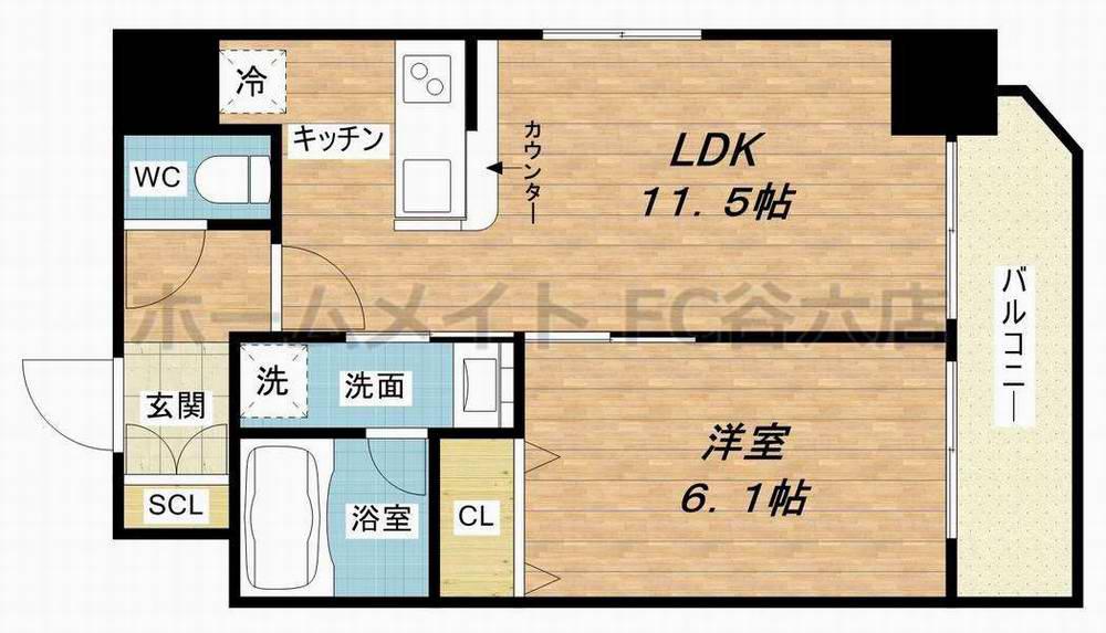 スプランディッド安土町(1LDK/12階)の間取り写真