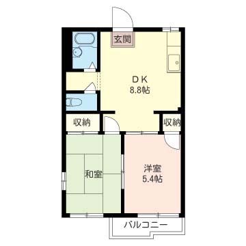 ヴィラ・アルタ(2DK/2階)の間取り写真