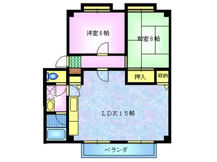 グランディア(2LDK/2階)の間取り写真